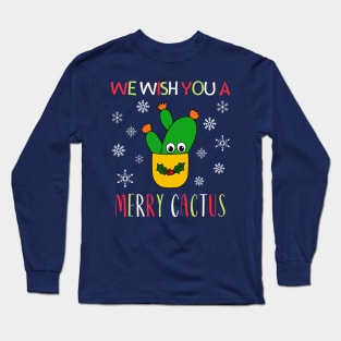 We Wish You A Merry Cactus - Opuntia Microdasys Cactus In Christmas Holly Pot Long Sleeve T-Shirt